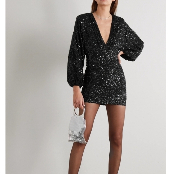 Retrofete Aubrielle Sequined Black Mini Cocktail Dress NWT Size Small - Picture 5 of 17